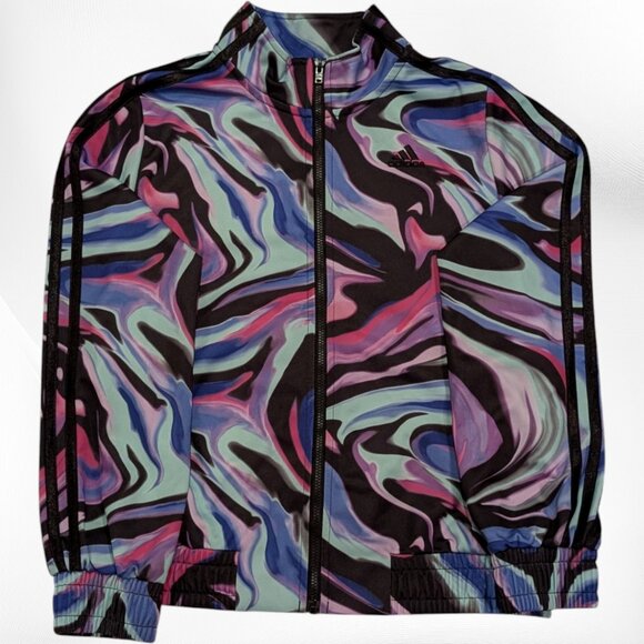 Girls Adidas Long Sleeve Multicolor Tricot Track Run Jacket L - Picture 1 of 9